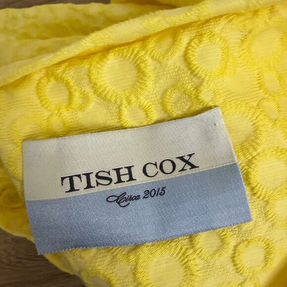 Tish Cox Designer Top Womens XS Yellow Shirt Jacquard Cap Polka Dot Made in USA - Picture 8 of 11